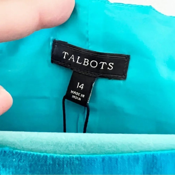 Talbots Silk Shantung Striped Sleeveless She’ll Size 14 Cool Blues New With Tags - Picture 3 of 9